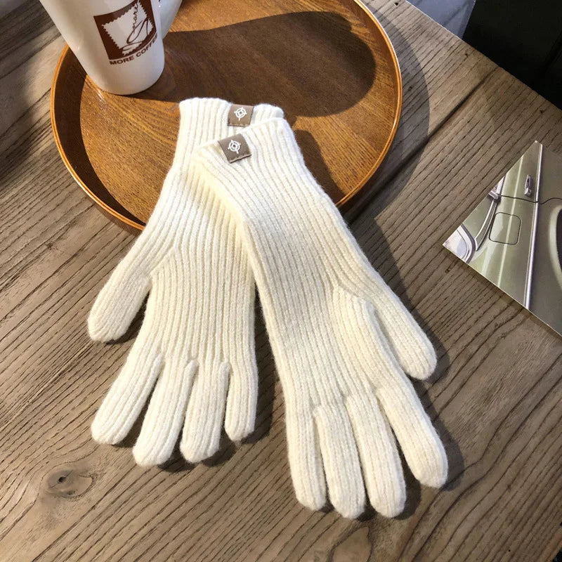 Handschoenen van Wol met Ribboorden en Touchscreenfunctie