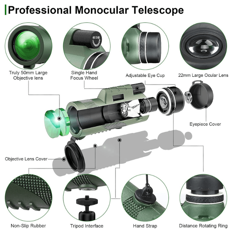 Compact Monoculair met HD-Lens voor Wandelen, Natuur en Reizen