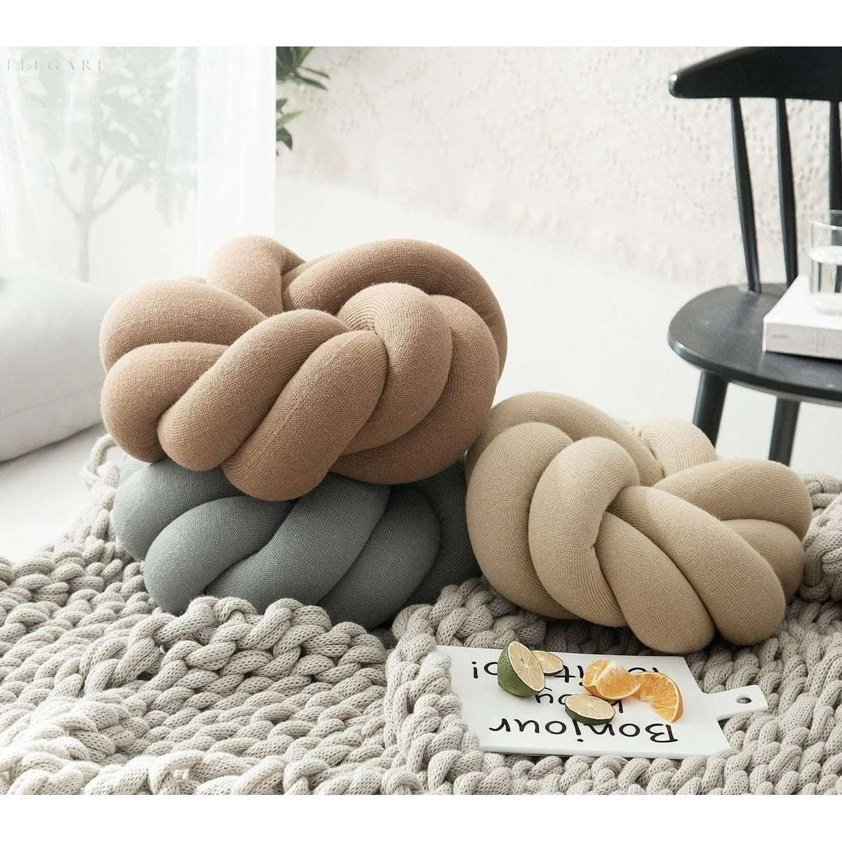 Decoratief Knoopkussen Met Zachte Pluche Afwerking