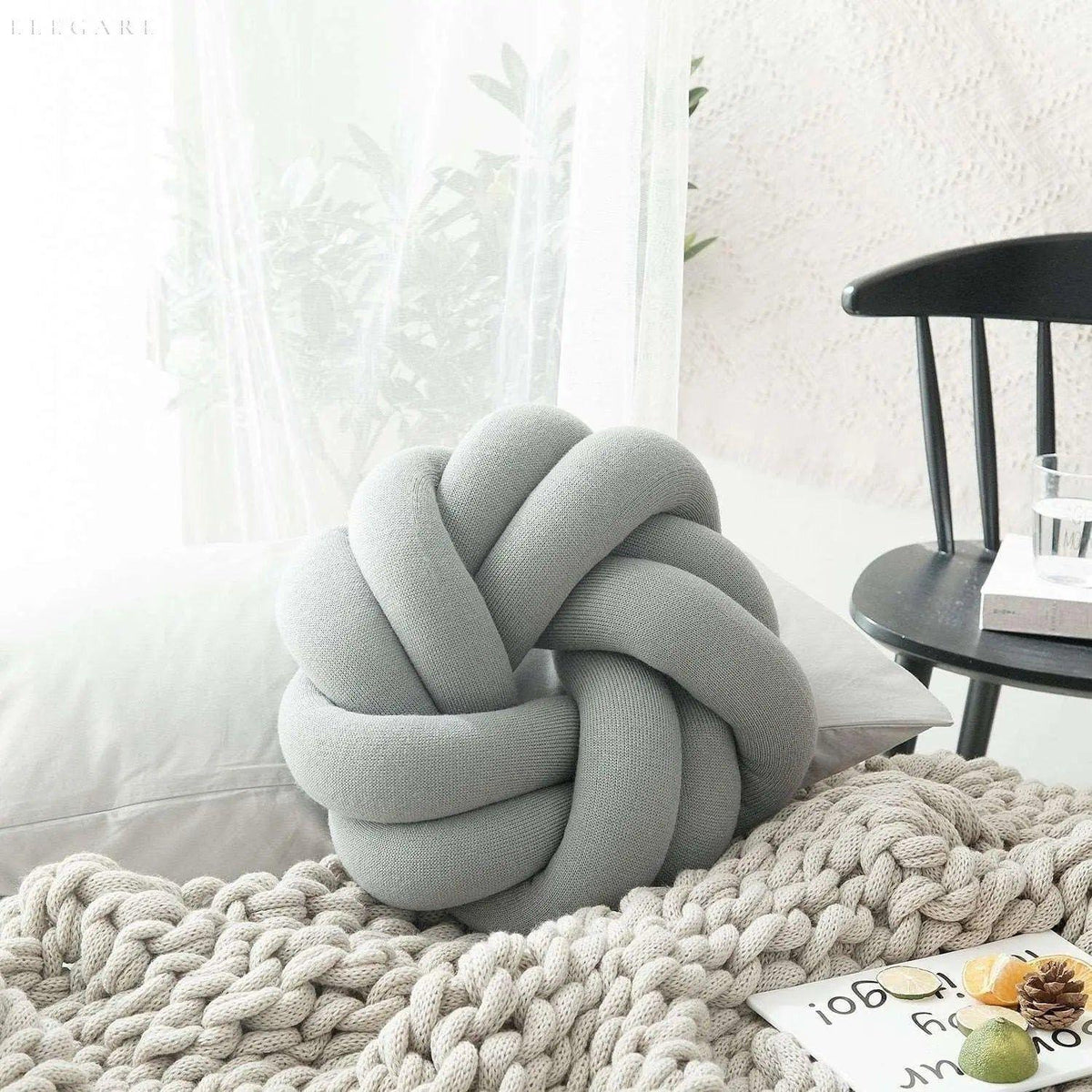 Decoratief Knoopkussen Met Zachte Pluche Afwerking
