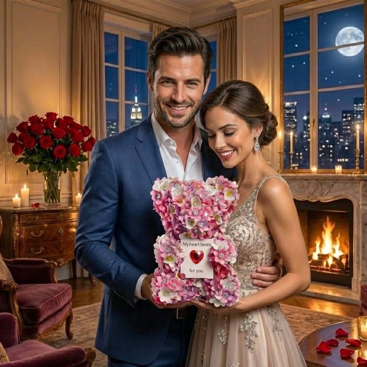 Decoratieve Bloemenbeer met Kristalaccenten en Lichtgewicht Kern voor Blijvende Presentatie
