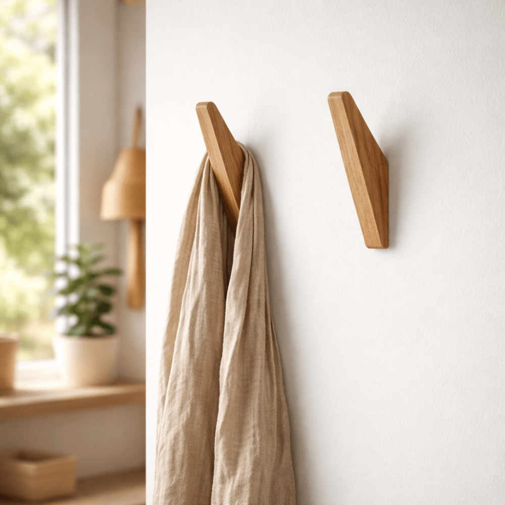 Houten Wandhaken met Bicolor Afwerking en Minimalistisch Ontwerp