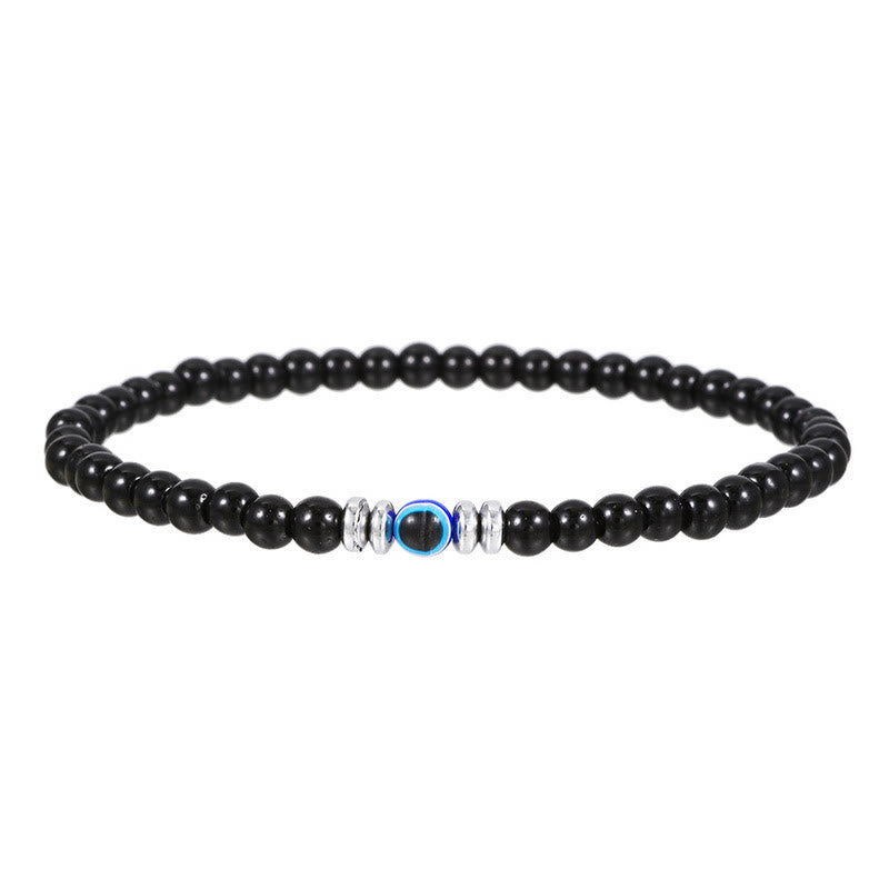 Kralenarmband van Steen met Oogmotief en Koordsluiting