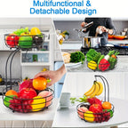 Fruitmand met twee lagen en bananenhouder