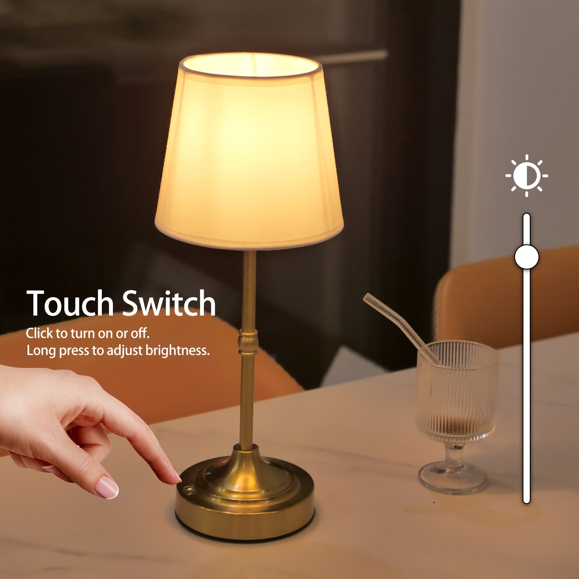 Draadloze tafellamp met touchbediening en USB-oplaadbare accu