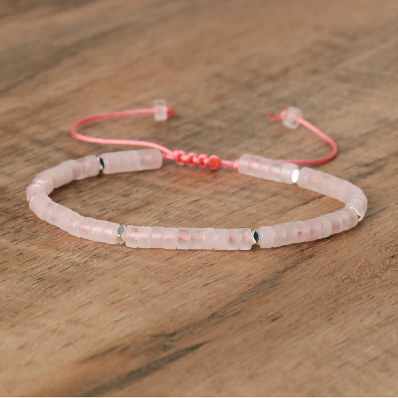 Armband met Natuurstenen Kralen en Verstelbare Koordsluiting