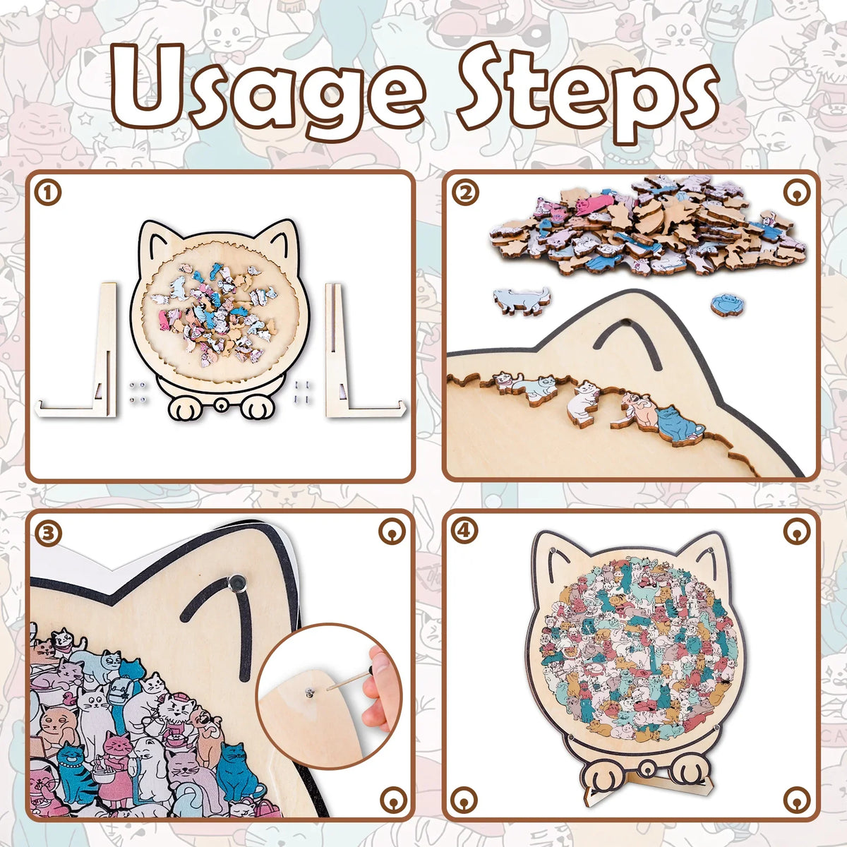 Houten Kattenpuzzel Met 135 Stukjes Voor Ontspanning En Creatief Puzzelplezier