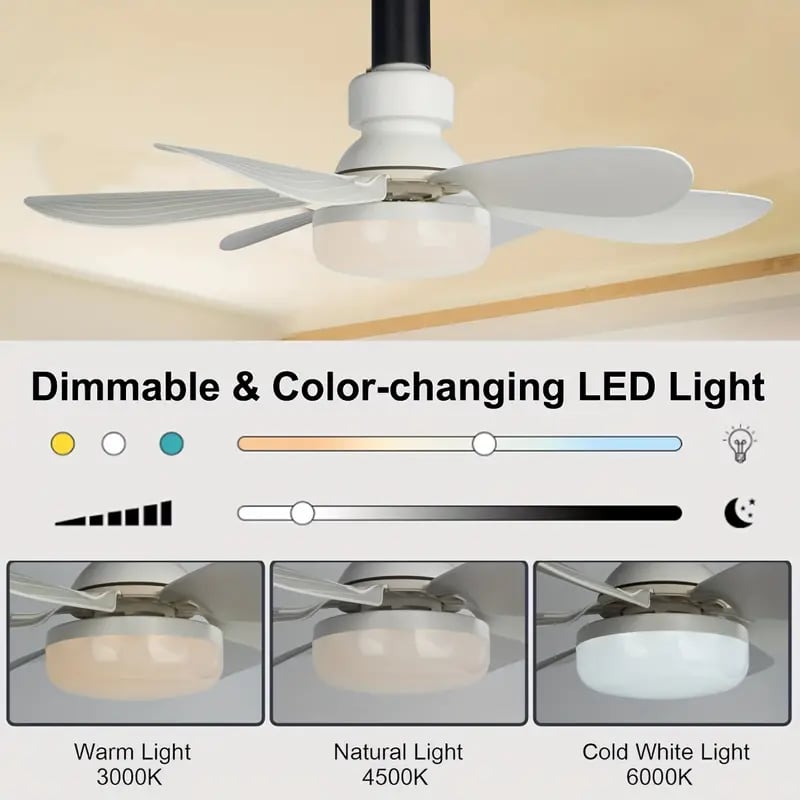 E27 plafondventilator met dimbare LED-lamp en afstandsbediening