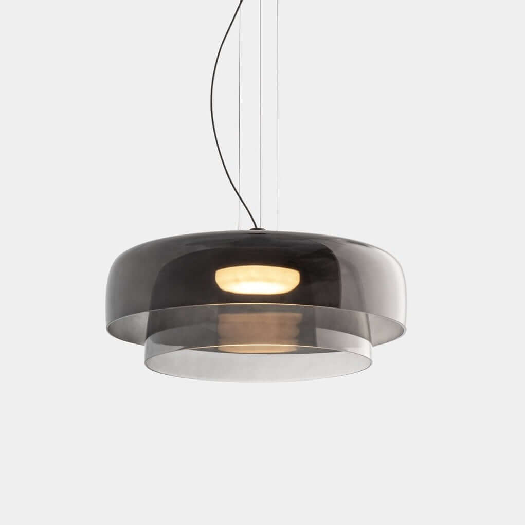 Luxe Glazen Hanglamp met Unieke Handgemaakte Kap voor Warme Sfeerverlichting