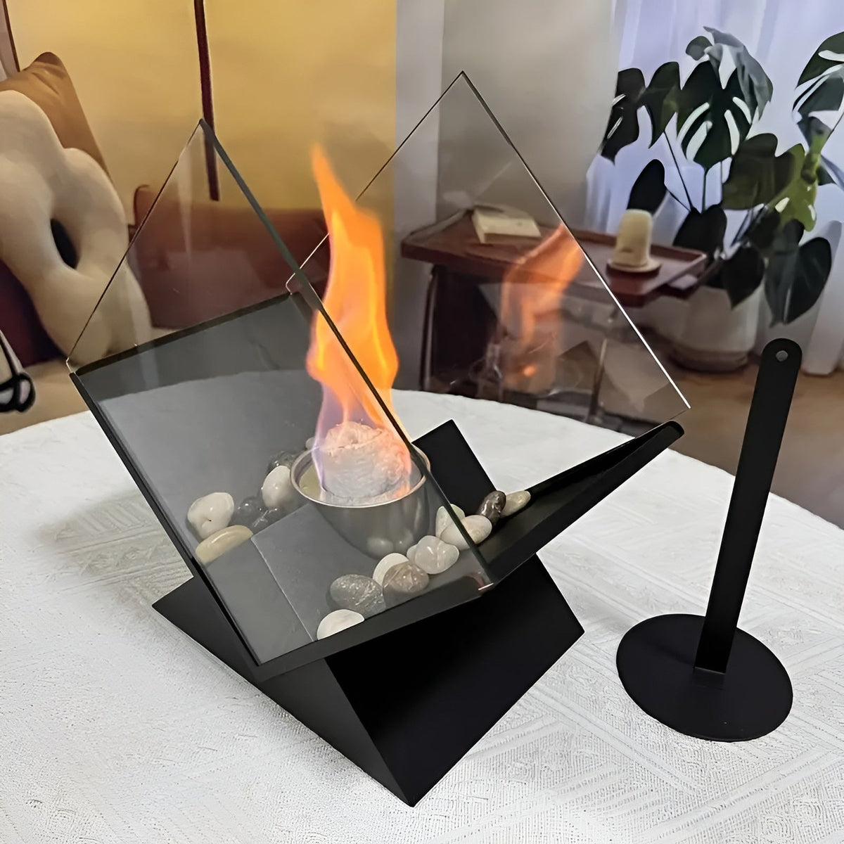 Bio-Ethanol Tafelhaard Met Decoratieve Stenen