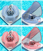Baby Zwemband met UV‑Luifel en Comfortabele Ondersteuning