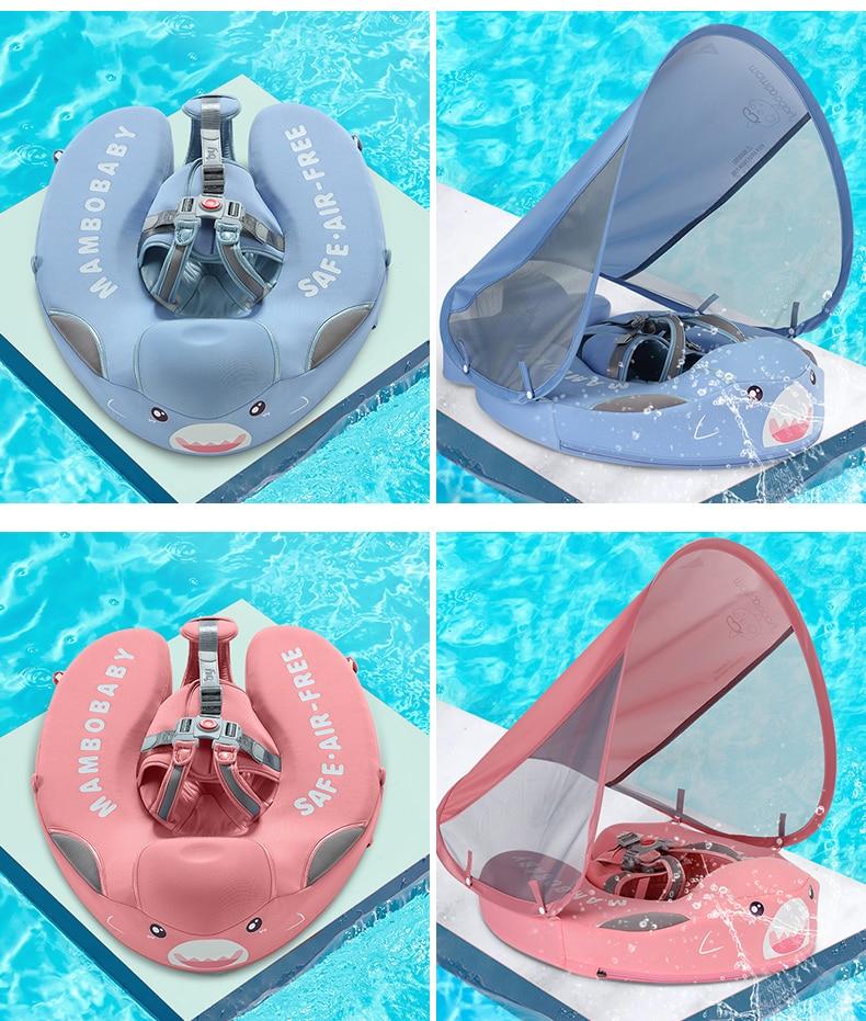 Baby Zwemband met UV‑Luifel en Comfortabele Ondersteuning