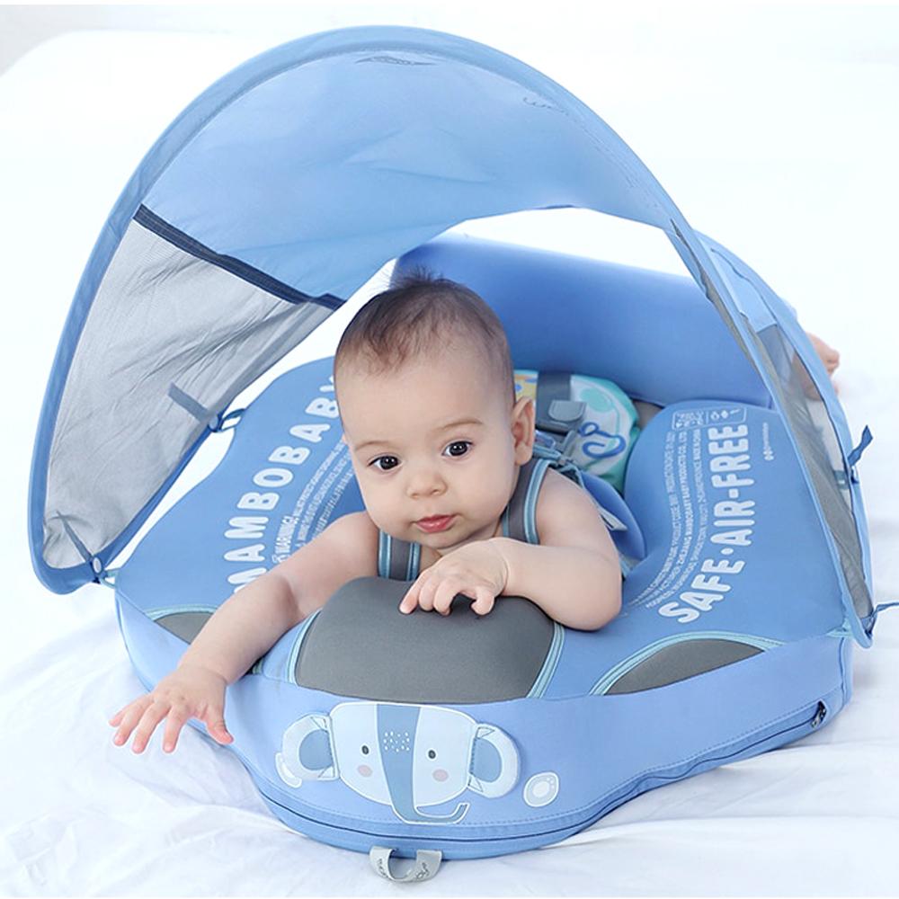 Baby Zwemband met UV‑Luifel en Comfortabele Ondersteuning