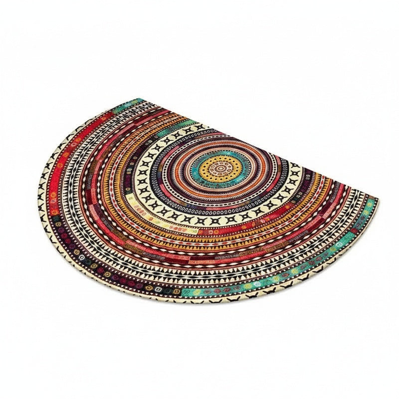 Halfronde Deurmat met Boho Mandala Patroon en Antislip Onderkant