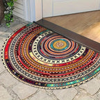 Halfronde Deurmat met Boho Mandala Patroon en Antislip Onderkant