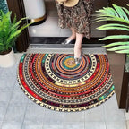 Halfronde Deurmat met Boho Mandala Patroon en Antislip Onderkant