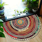 Halfronde Deurmat met Boho Mandala Patroon en Antislip Onderkant