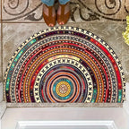 Halfronde Deurmat met Boho Mandala Patroon en Antislip Onderkant