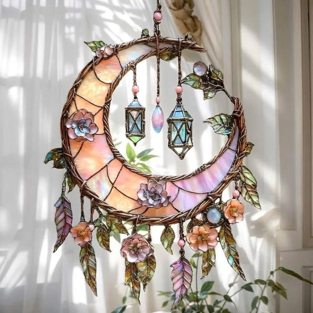 Sfeervolle Raamdecoratie met Regenbooglicht en Handgemaakt Design