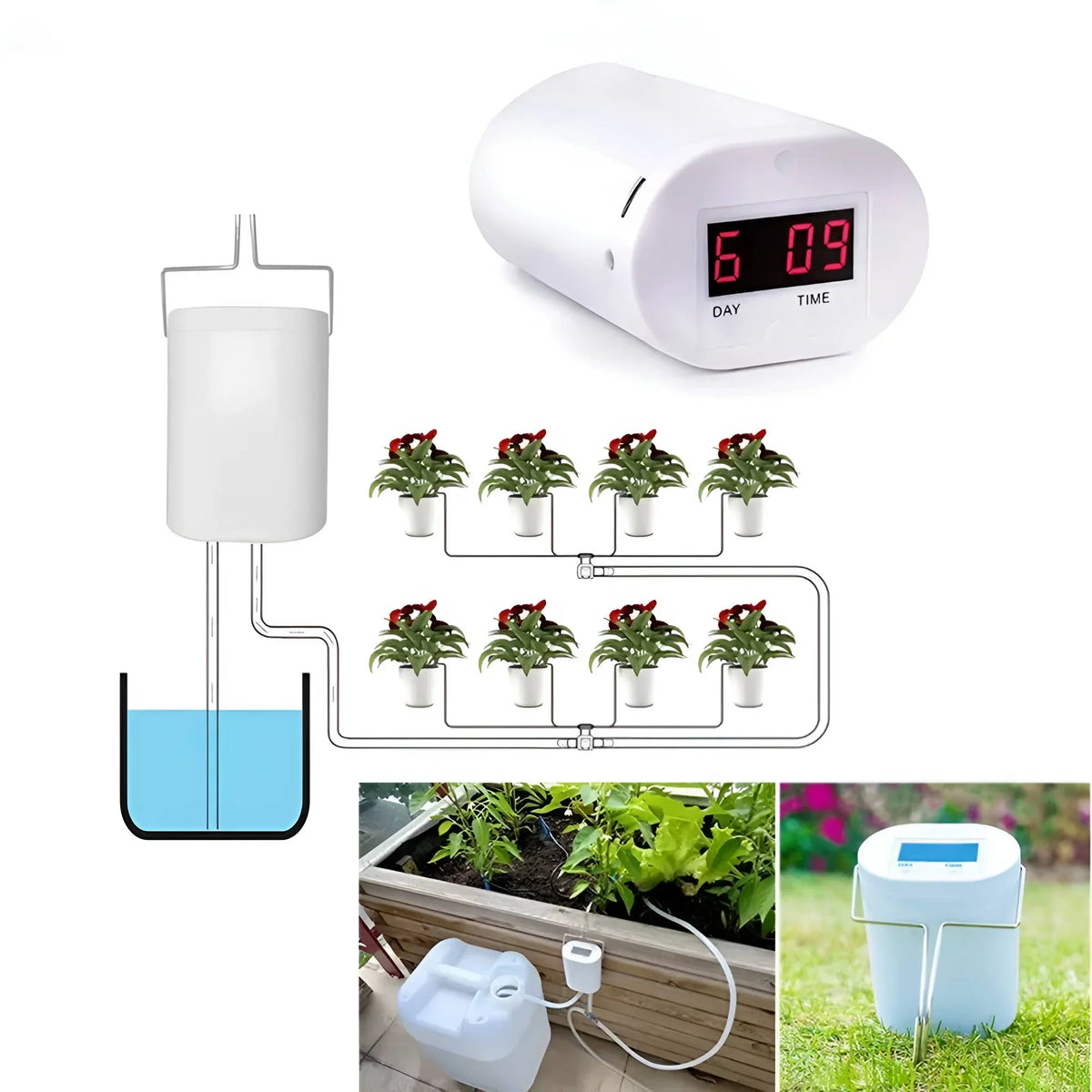 Automatische Plantpomp Met Schema‑Instelling En Dagelijkse Meerpot Bewatering