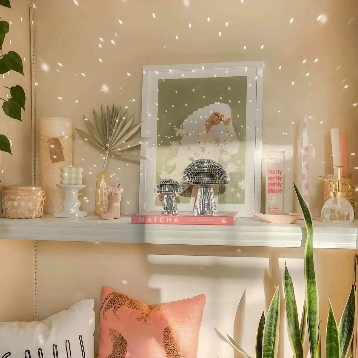 Spiegelpaddenstoel Decorstuk met Reflecterende Lichtaccenten