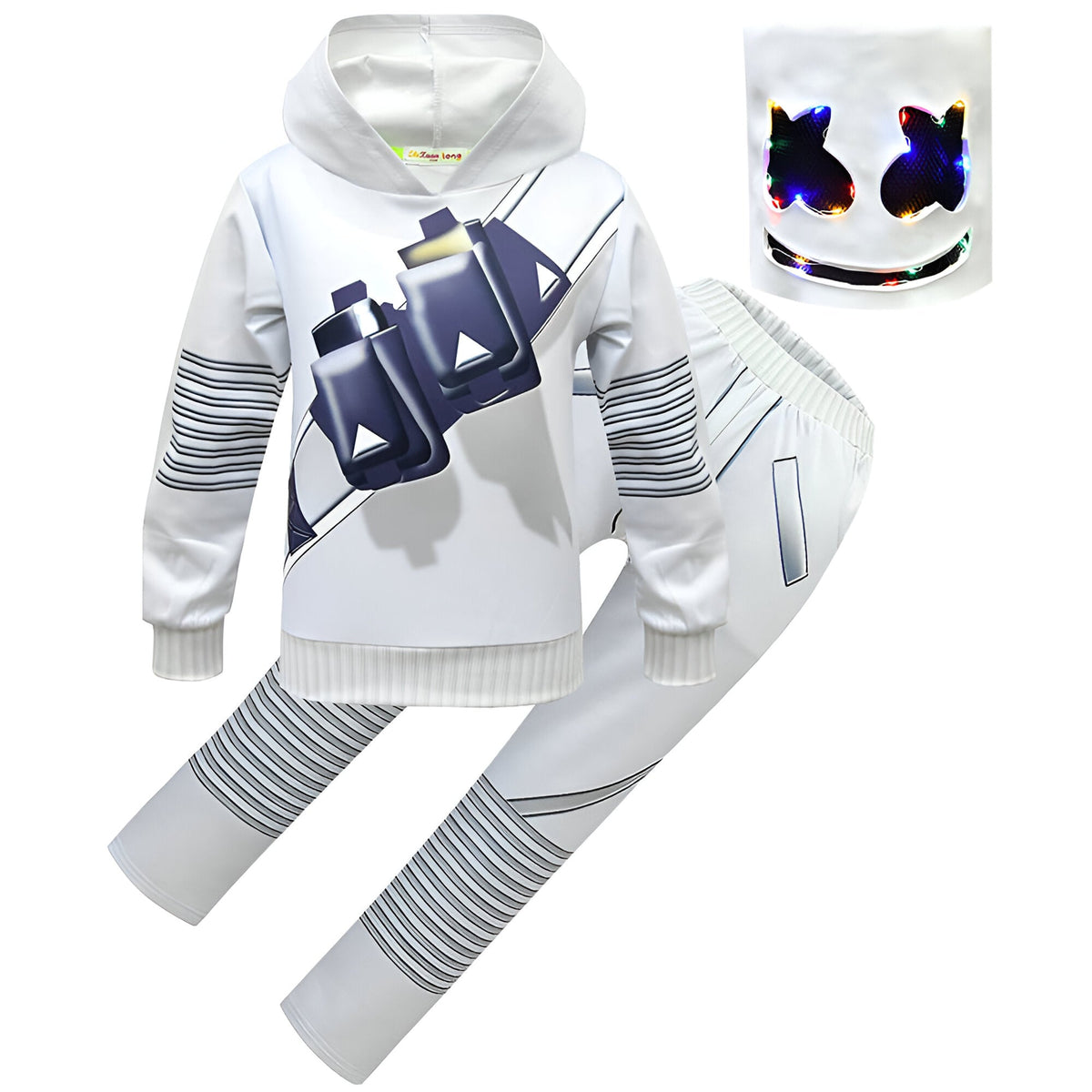 Dj Kostuum met Led Helm en Comfortabele Hoodie‑Set voor Feest en Festival