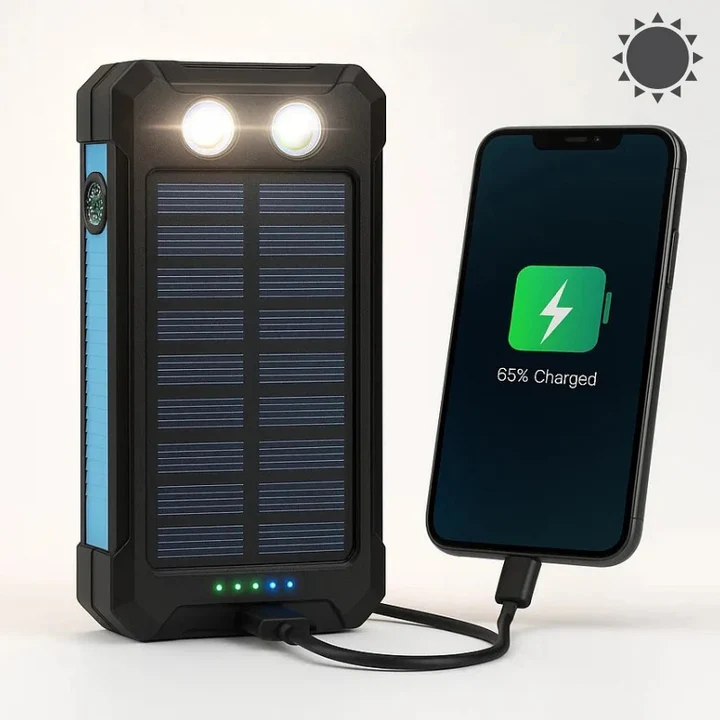 Solar Powerbank met 30.000mAh Capaciteit en Waterdichte Behuizing