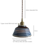 Handbeschilderde keramische hanglamp met koperen details