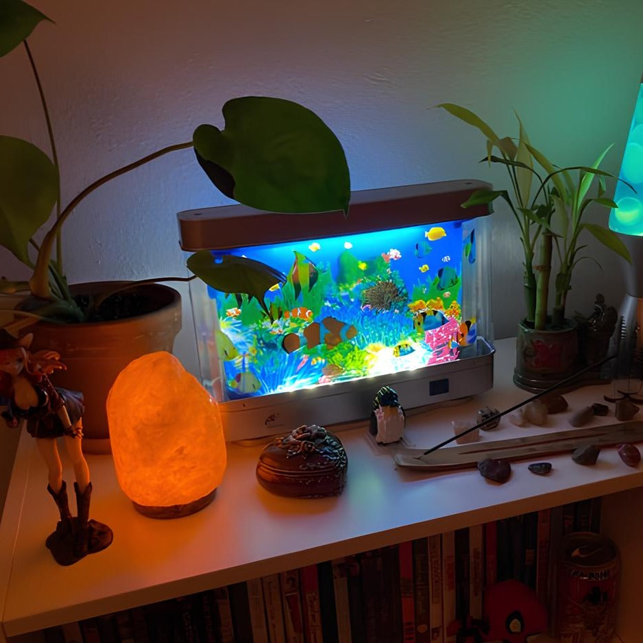 Aquariumlamp met Bewegende Vissen en LED‑Sfeerverlichting