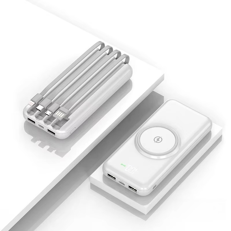 Powerbank Met 20000mah Capaciteit En Zes Poorten Voor Draadloos En Bedraad Opladen