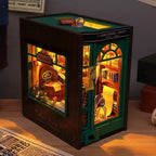 Houten Boekenkast Inzet Met Magische Werkplaats Voor Creatieve Miniatuurdecoratie