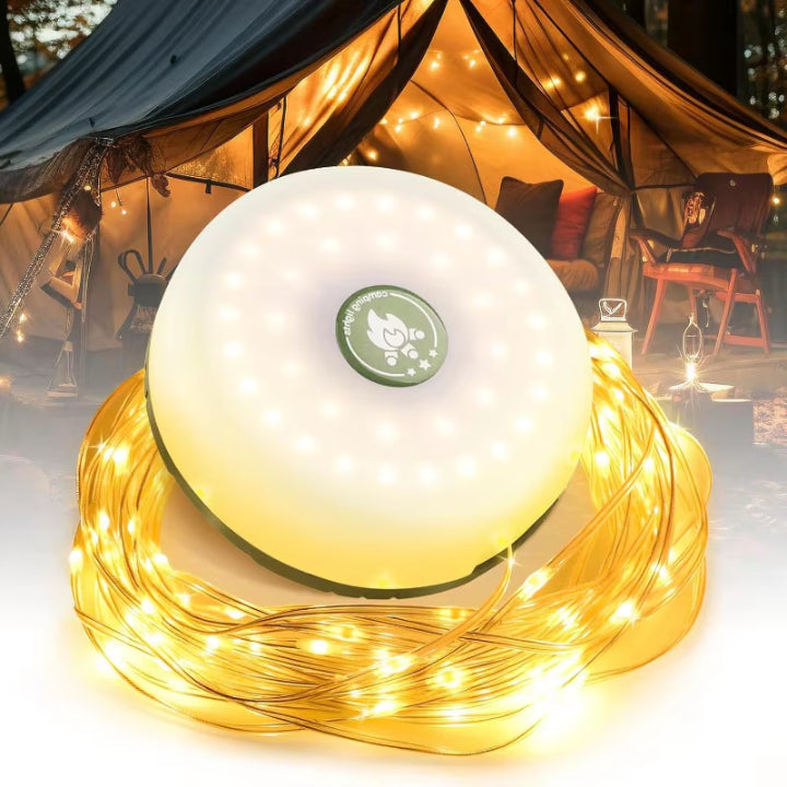 Oplaadbare campinglamp met RGB-lichtslinger