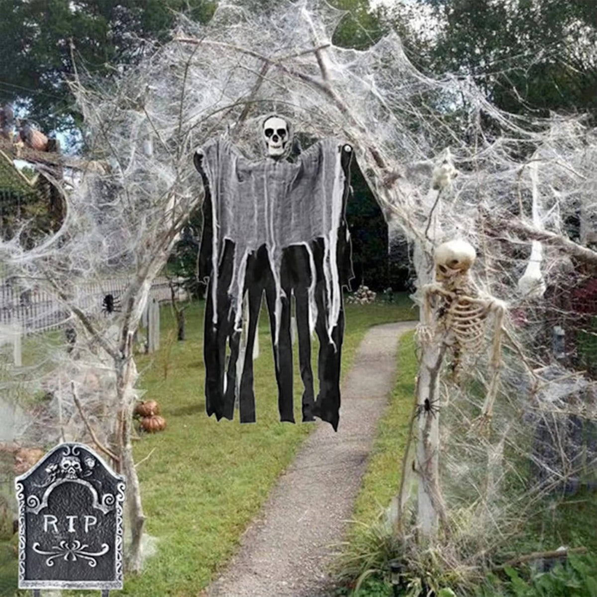Halloween Spinnenweb Set Met Grote Dekking En Negen Spinnen Voor Griezelige Decoratie