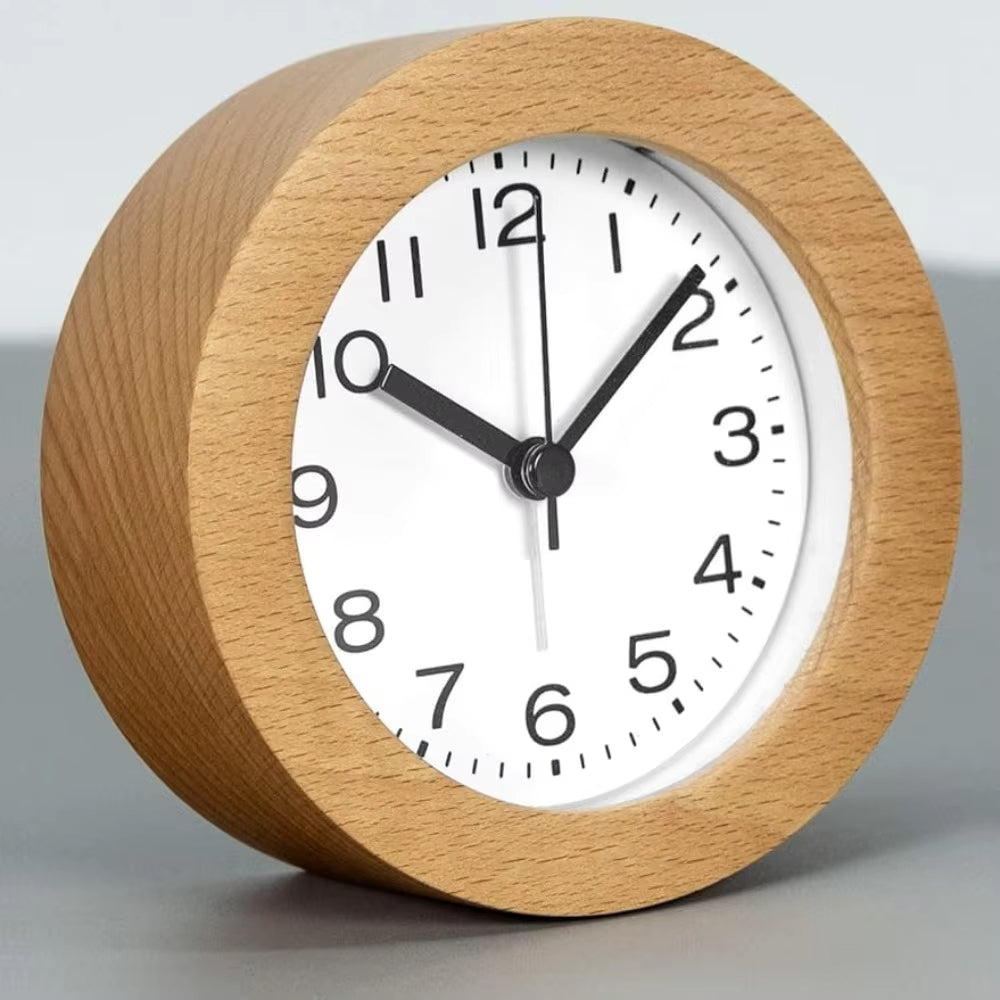 Wekker van Beukenhout met Nachtlicht en Snoozefunctie voor Slaapkamer