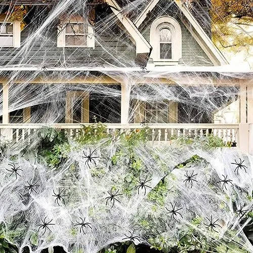 Halloween Spinnenweb Set Met Grote Dekking En Negen Spinnen Voor Griezelige Decoratie