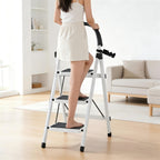 Opvouwbare Huishoudtrap met 3 Treden en Brede Antislip Pedalen
