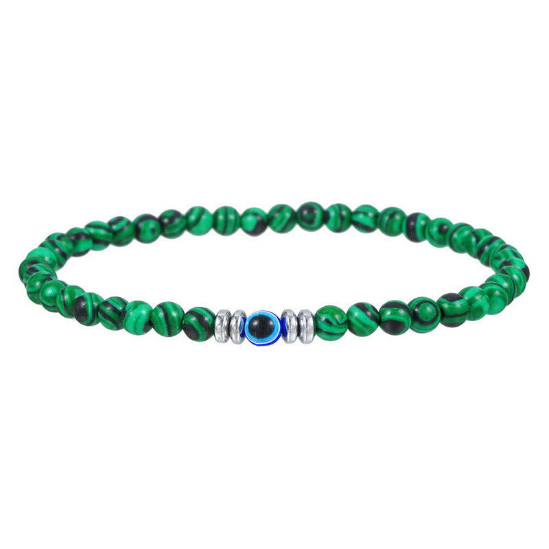 Kralenarmband van Steen met Oogmotief en Koordsluiting