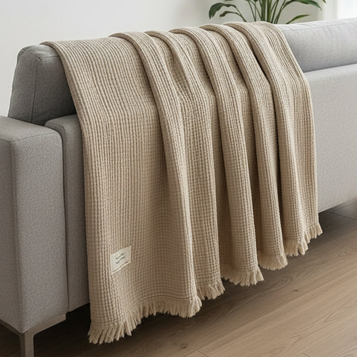 Katoenen Mousseline Plaid met Franjes voor Bank, Bed en Woonkamer