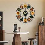 Metalen wandklok met stil kwartsuurwerk en retro open-frameontwerp