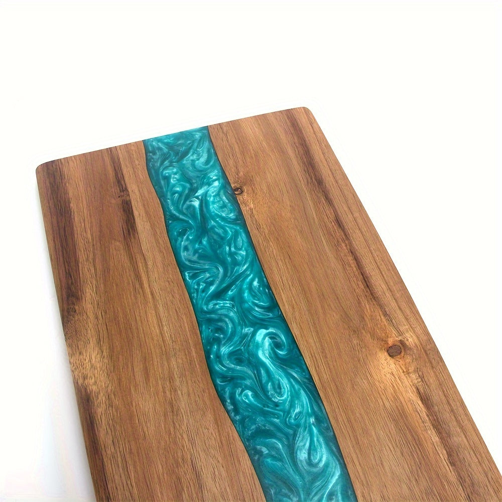 Acaciahouten snij- en serveerplank met decoratieve harsrivier