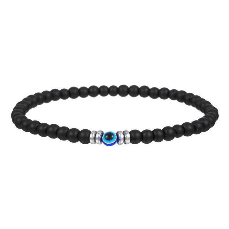 Kralenarmband van Steen met Oogmotief en Koordsluiting