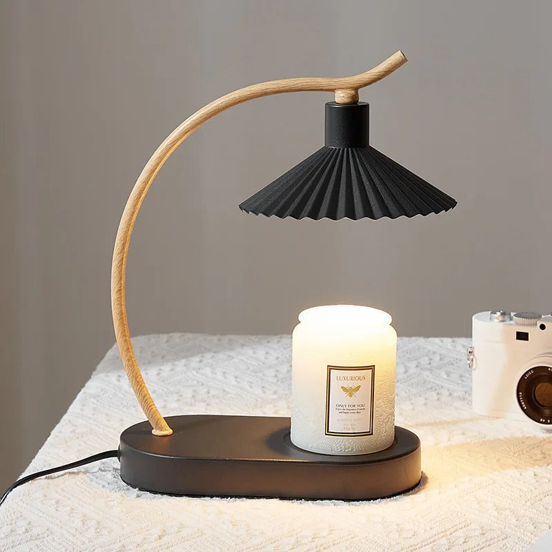 Tafellamp met Waxverwarmer en Houten Details