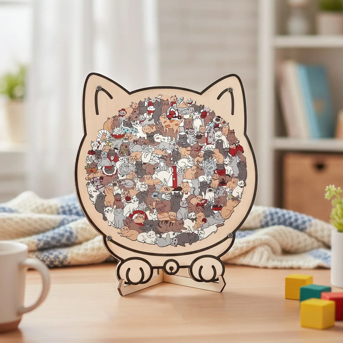 Houten Kattenpuzzel Met 135 Stukjes Voor Ontspanning En Creatief Puzzelplezier