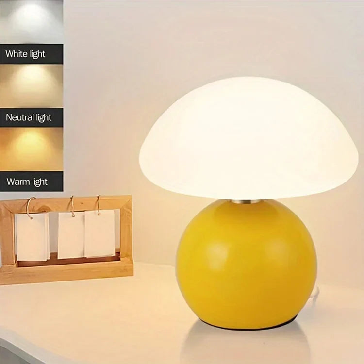 Tafellamp met Zachte Paddenstoelvorm en Instelbare LED‑Kleuren voor Warme Sfeer