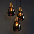 Hanglamp met Elegante Druppelvorm en Glas‑Hout Combinatie voor Tijdloze Sfeer