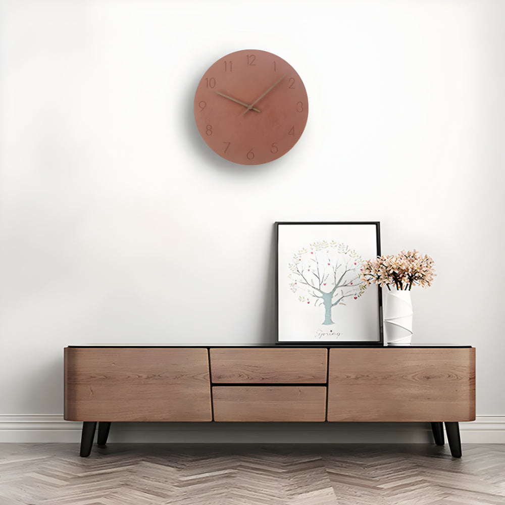 Houten Wandklok met Stil Mechanisme en Minimalistische Vormgeving