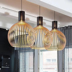 Scandinavische Houten Hanglamp met Minimalistische Vorm