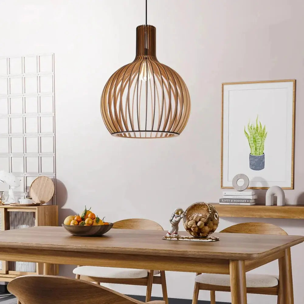 Scandinavische Houten Hanglamp met Minimalistische Vorm