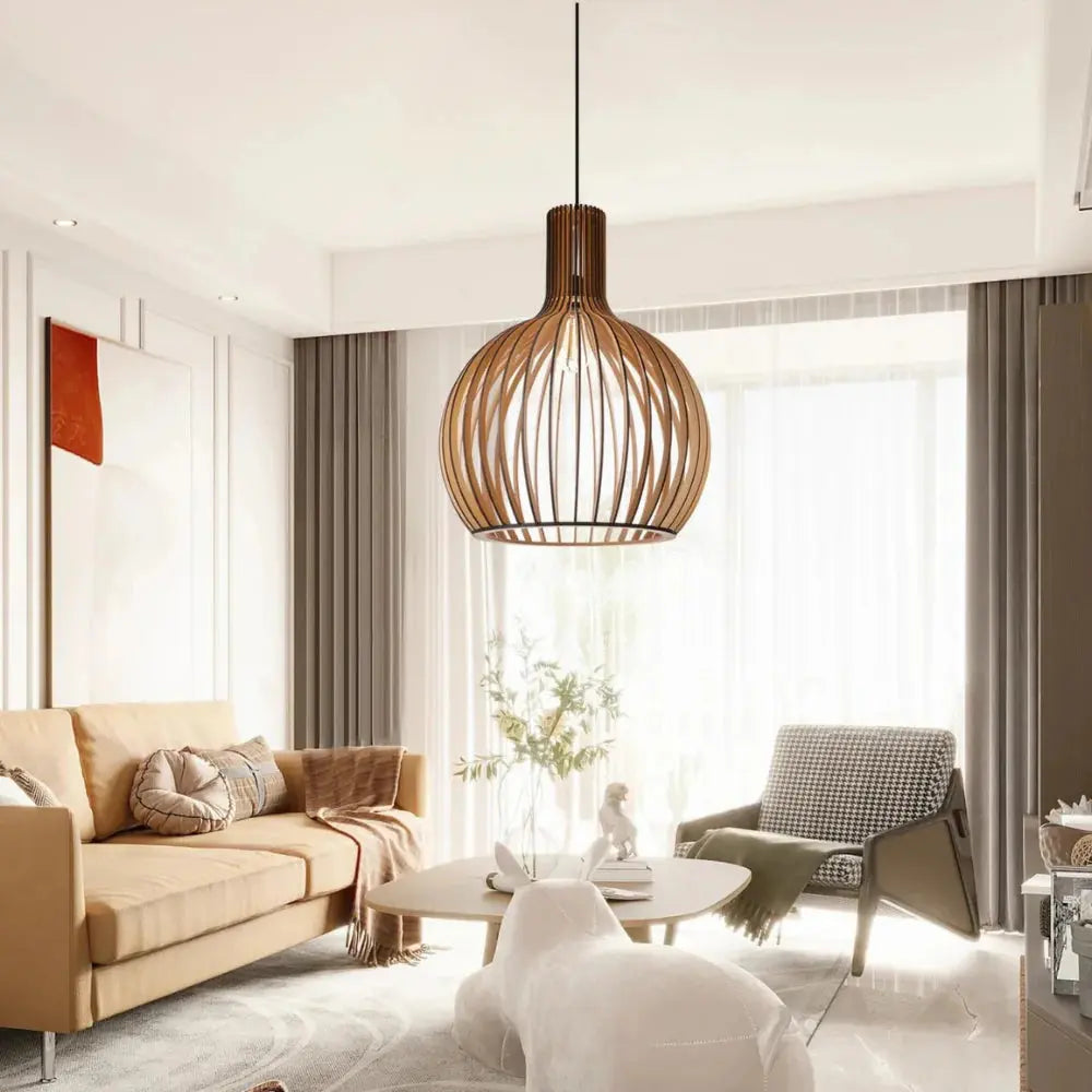 Scandinavische Houten Hanglamp met Minimalistische Vorm