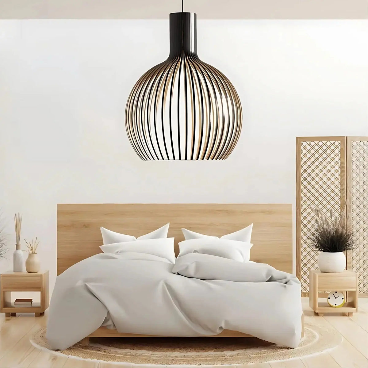 Scandinavische Houten Hanglamp met Minimalistische Vorm